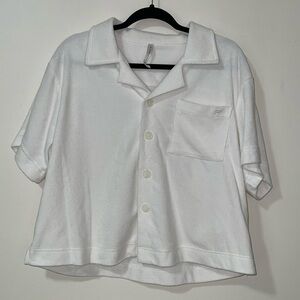 ☀️Sale☀️ Fabletics terry cloth button down shirt size medium white